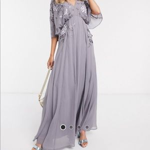 Purple embroidered gown/maxi dress- NEVER WORN